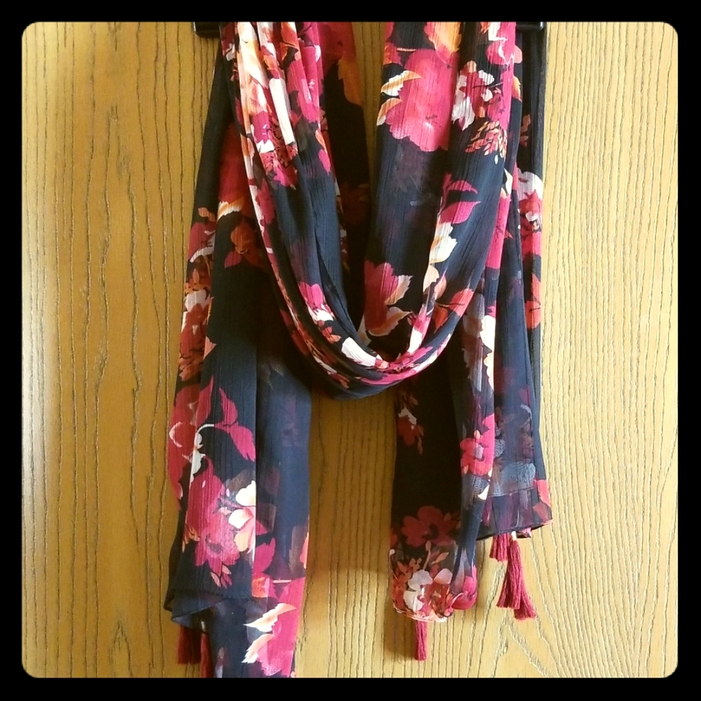 Sheer floral scarf wrap